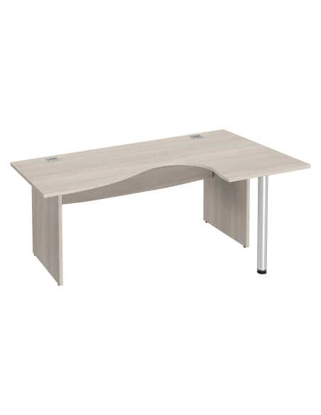 Mesa oficina ala derecha 180 roble gris patas madera