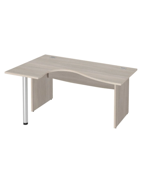 Mesa oficina ala Izquierda 180 roble gris patas madera