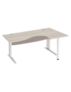 Mesa oficina 180 roble gris ala derecha patas metal aluminio