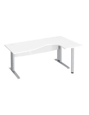 Mesa oficina 180 blanca ala derecha patas metal aluminio