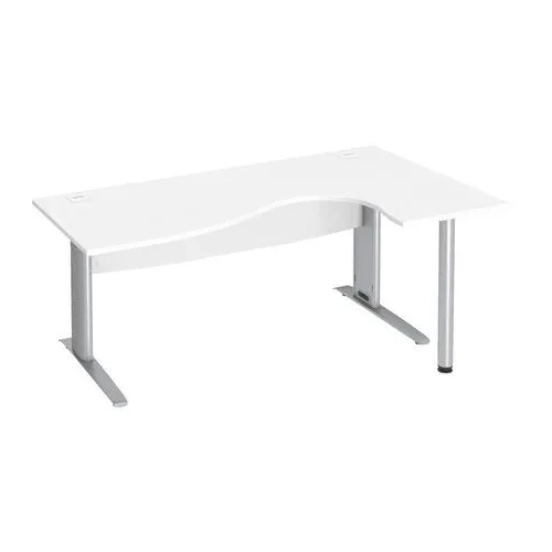 Mesa oficina 180 blanca ala derecha patas metal aluminio