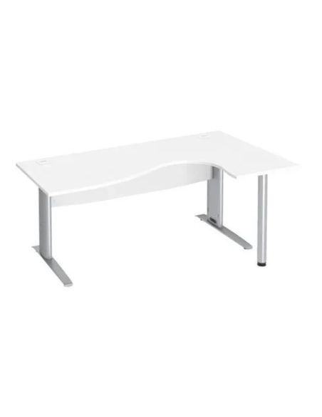 Mesa oficina 180 blanca ala derecha patas metal aluminio