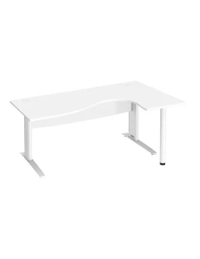 Mesa oficina 180 haya ala derecha patas metal blancas