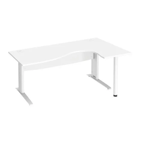 Mesa oficina 180 haya ala derecha patas metal blancas