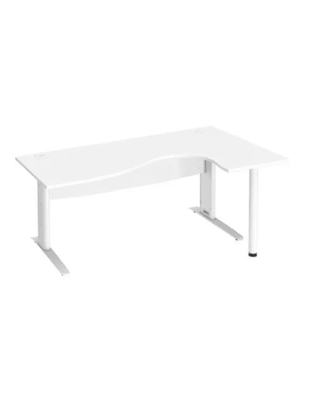 Mesa oficina 180 haya ala derecha patas metal blancas
