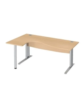 Mesa oficina 180 haya ala izquierda patas metal aluminio