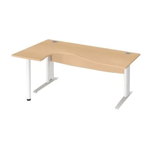 Mesa oficina 180 haya ala izquierda patas metal blancas