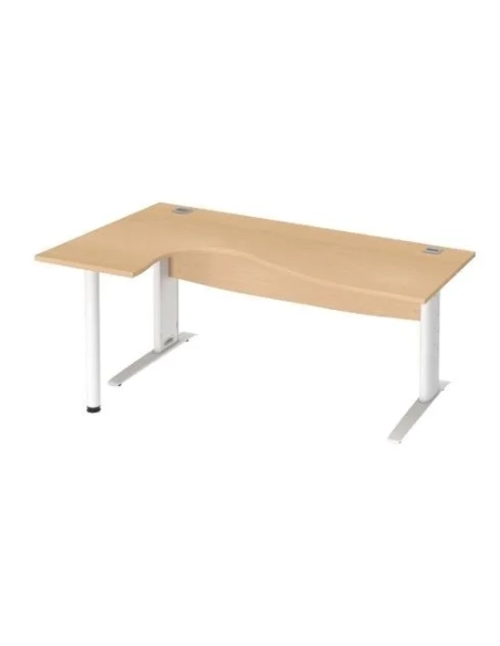 Mesa oficina 180 haya ala izquierda patas metal blancas