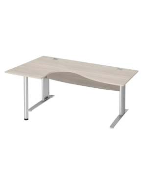 Mesa oficina 180 roble gris ala izqda patas metal aluminio