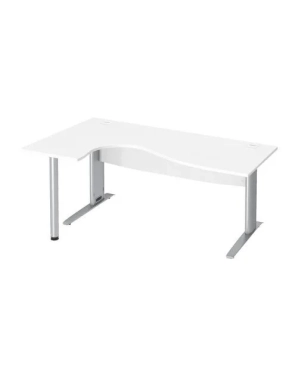 Mesa oficina 180 blanca ala izquierda patas metal aluminio