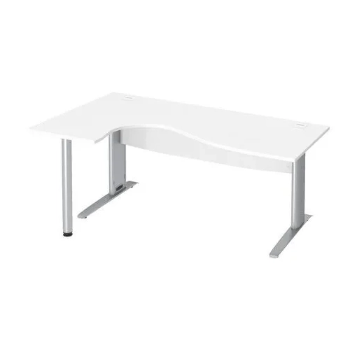 Mesa oficina 180 blanca ala izquierda patas metal aluminio