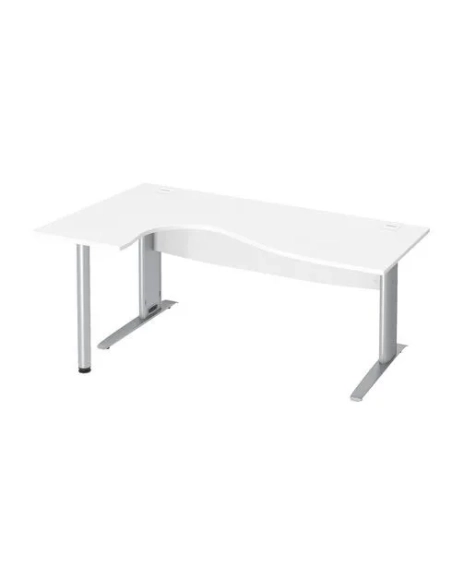 Mesa oficina 180 blanca ala izquierda patas metal aluminio