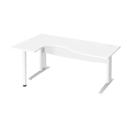 Mesa oficina con ala izquierda 180 blanca patas metal blanca