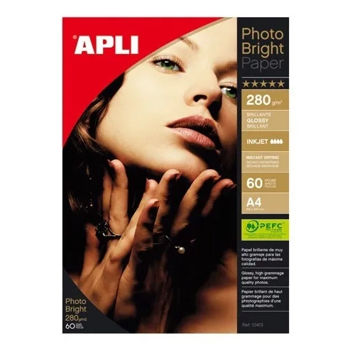 Caja 60 papel foto Apli 10413 Brillante pro Inkjet A4 240g