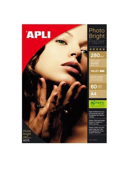 Caja 60 papel foto Apli 10413 Brillante pro Inkjet A4 240g