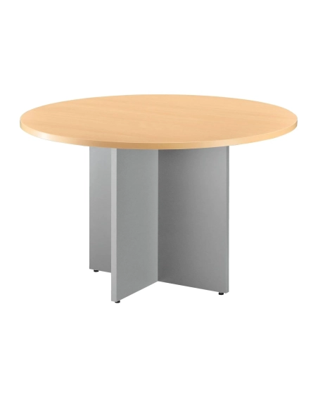 Mesa redonda 120 cm haya pata en cruz color aluminio