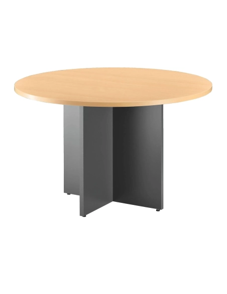 Mesa redonda 120 cm haya pata en cruz antracita