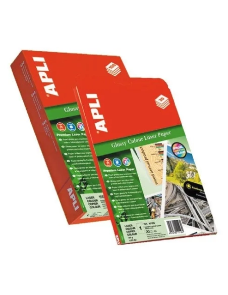 Caja 100 papel foto Apli 11817 Brillante pro L