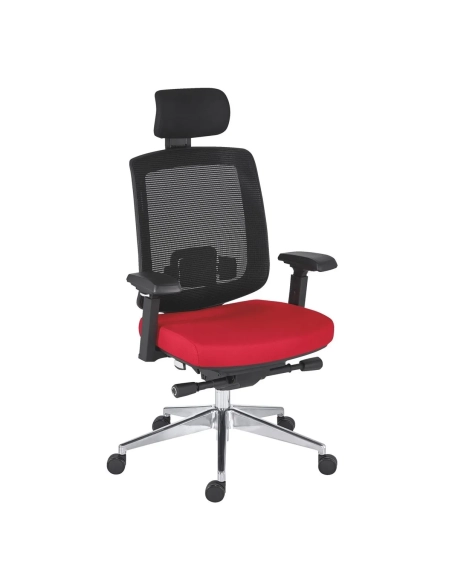 Silla oficina ergonómica Zolpee sincro ignifuga roja