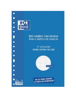 Recambios de 100 hojas folio 16 taladros