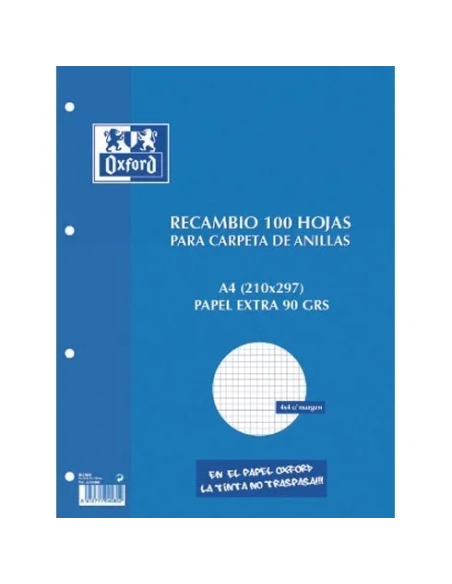 Recambio cuadriculado Oxford 120 hojas A4 4 taladros