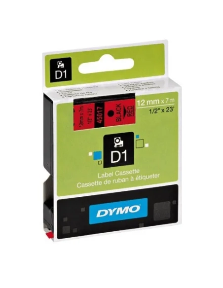 Cinta Dymo 12mmx7m negra sobre rojo