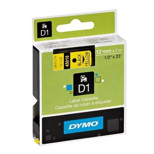 Cinta Dymo 12mmx7m negra sobre amarillo