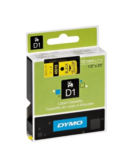 Cinta Dymo 12mmx7m negra sobre amarillo