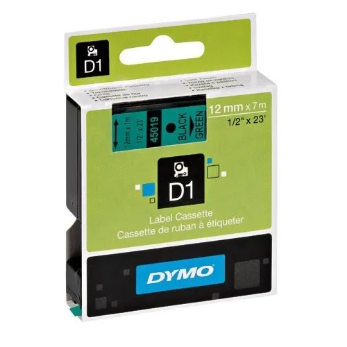 Cinta Dymo 12mmx7m negra sobre verde