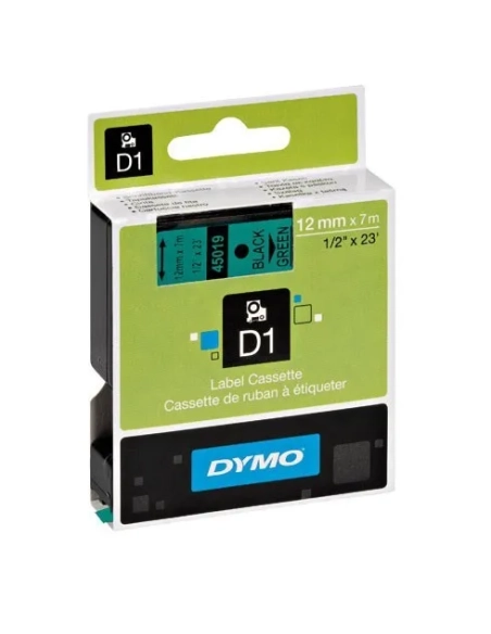Cinta Dymo 12mmx7m negra sobre verde