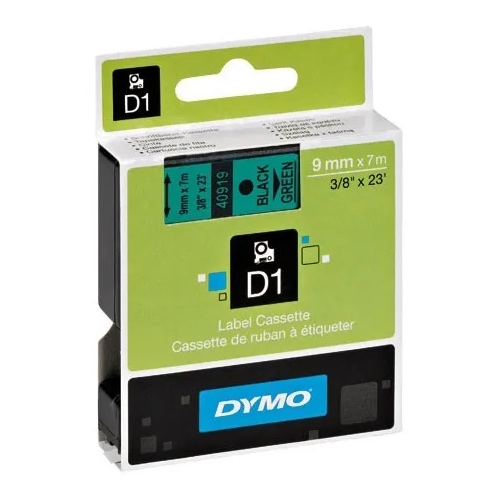 Cinta Dymo 9 mmx7m negro sobre verde