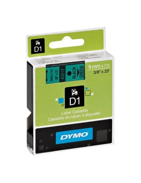 Cinta Dymo 9 mmx7m negro sobre verde