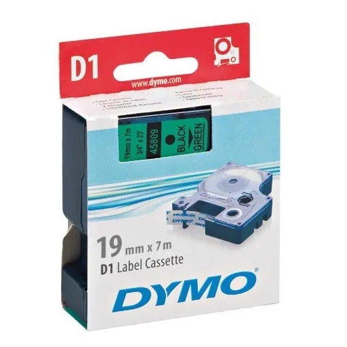 Cinta Dymo 19 mmx7m negro sobre verde