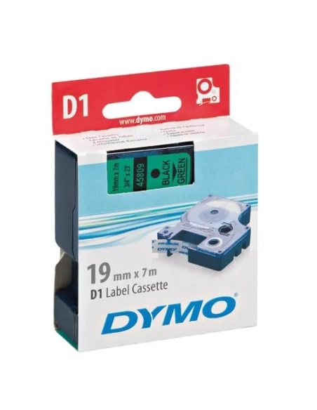 Cinta Dymo 19 mmx7m negro sobre verde