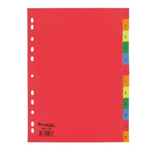Juego separadores numericos 12 divisiones color A4 JMB