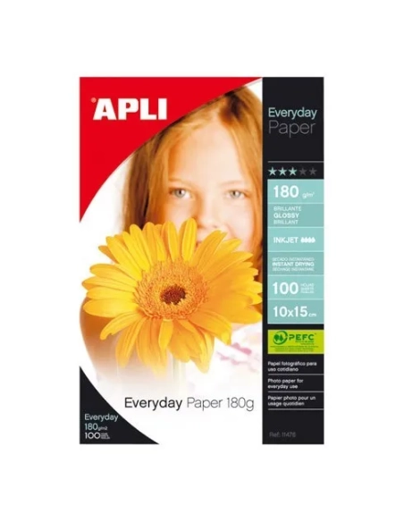 Caja 100 papel foto Apli 11475 Everyday Inkjet A4 180g