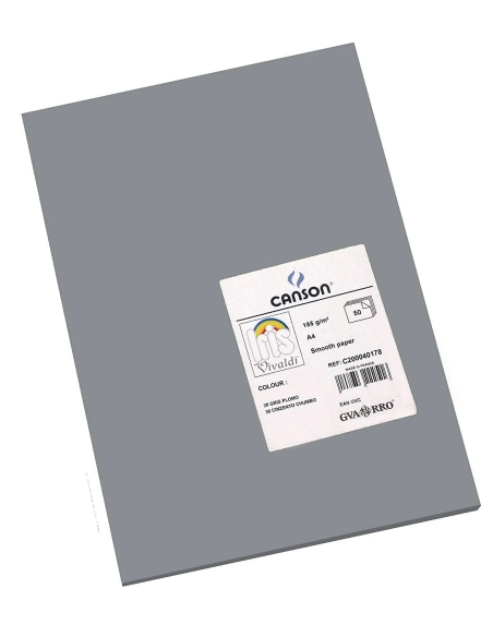 Cartulina A4 canson Iris 185 gramos gris plomo