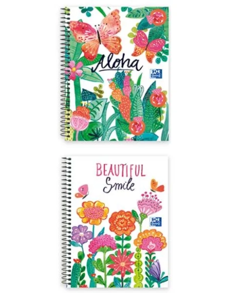 Cuaderno espiral Oxford Jungla A5 120 hojas cuadricula 5x5 surtidos