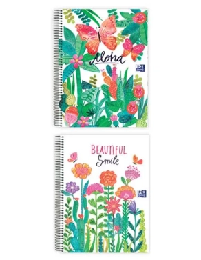 Cuaderno espiral Oxford Jungla A4 120 hojas cuadricula 5x5 surtidos