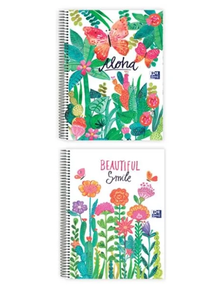 Cuaderno espiral Oxford Jungla A4 120 hojas cuadricula 5x5 surtidos