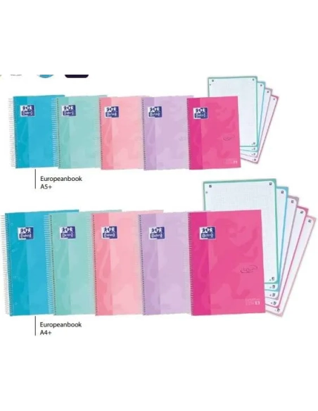 Cuaderno espiral Oxford Touch Pastel A5 120 hojas cuadricula 5x5 surtidos