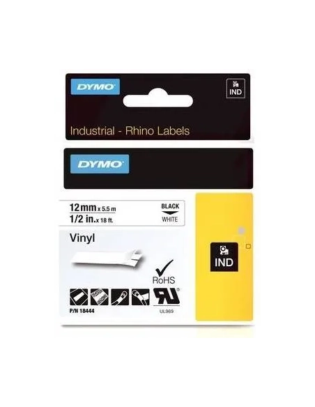 Cinta Vinilo Rhino 12 mm x5.5 metros blanca