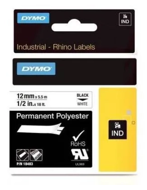 Cinta Poliester Rhino 12 mm x5.5 metros blanca