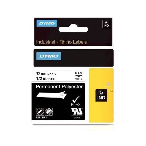 Cinta Poliester Rhino 12 mm x5.5 metros blanca