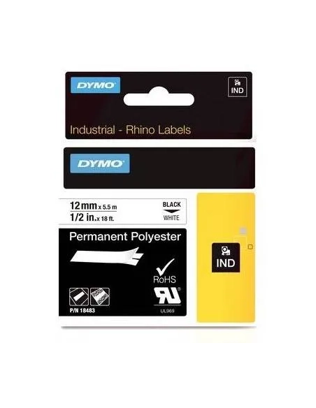 Cinta Poliester Rhino 12 mm x5.5 metros blanca