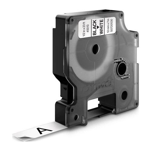 Cinta Dymo 12mmx7m negra sobre blanco