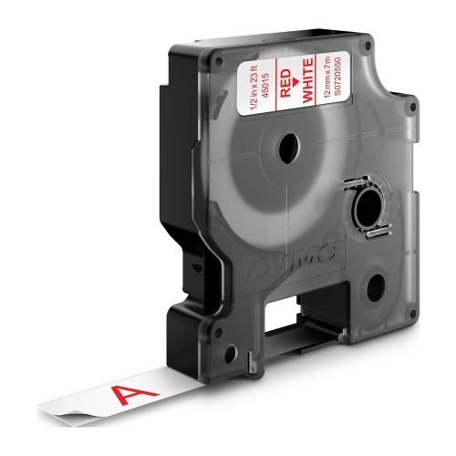 Cinta Dymo 12mmx7m rojo sobre blanco