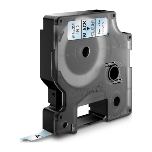 Cinta Dymo 6mmx7m negra sobre transparente