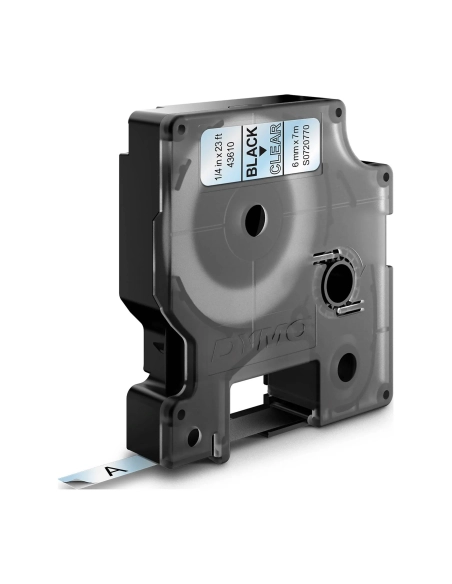 Cinta Dymo 6mmx7m negra sobre transparente