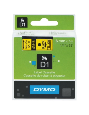Cinta Dymo 6mmx7m negro sobre amarillo